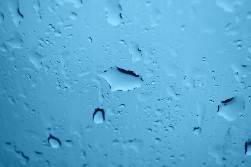 raindrops on a blue surface
