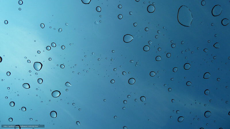 Raindrops on a blue surface