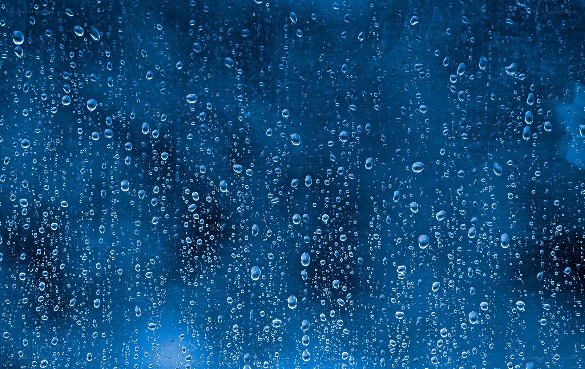 raindrops on a blue window