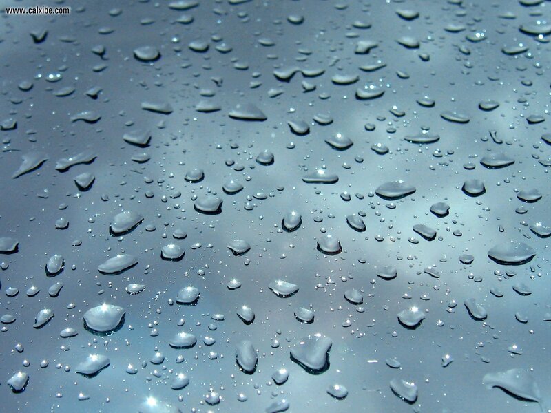 Raindrops on a car surface
