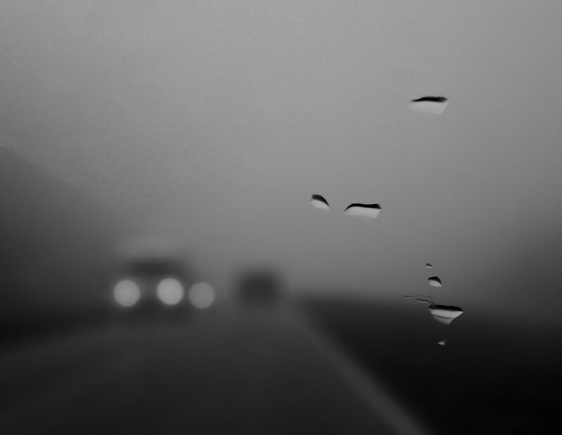Raindrops on a car window