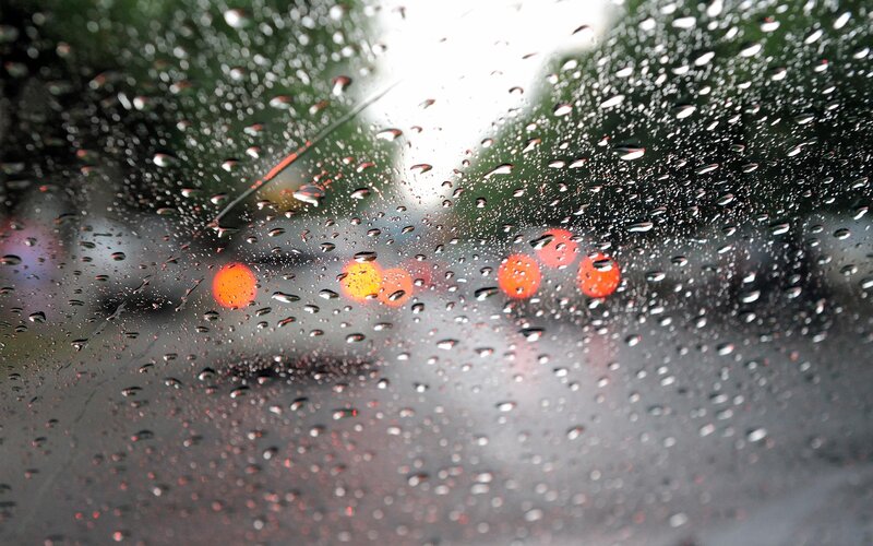 Raindrops on a car window