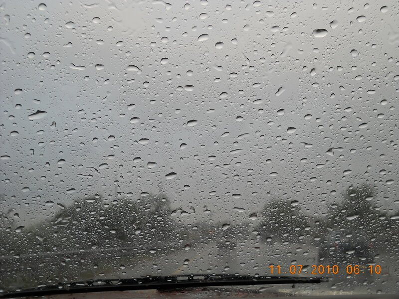 Raindrops on a car window
