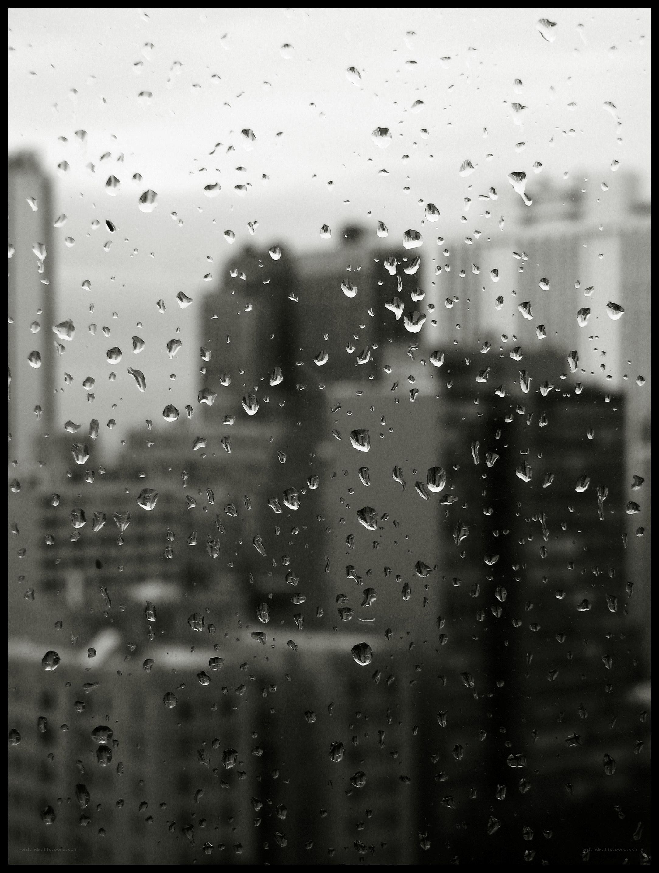 raindrops on a city window