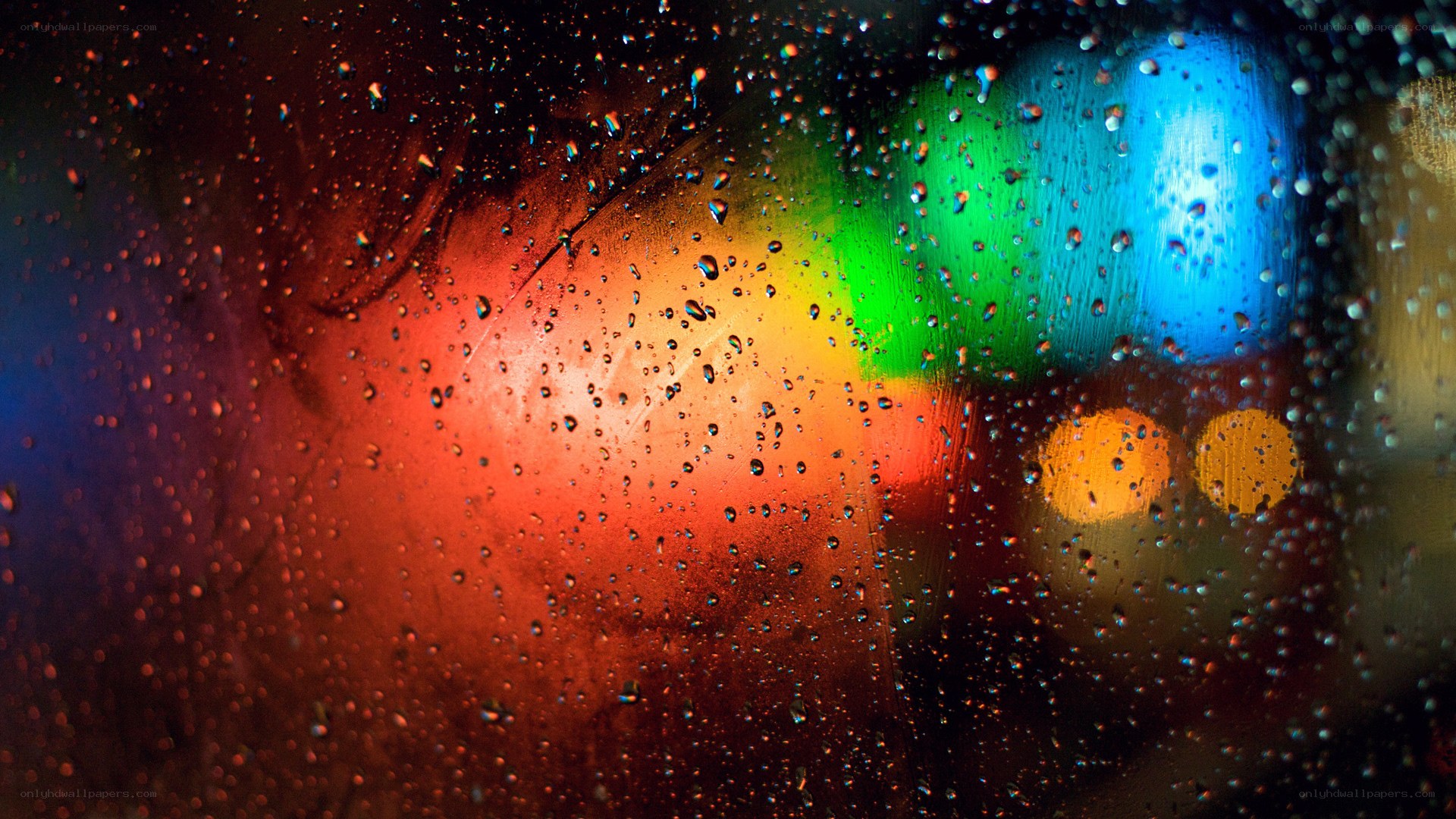 raindrops on a colorful window