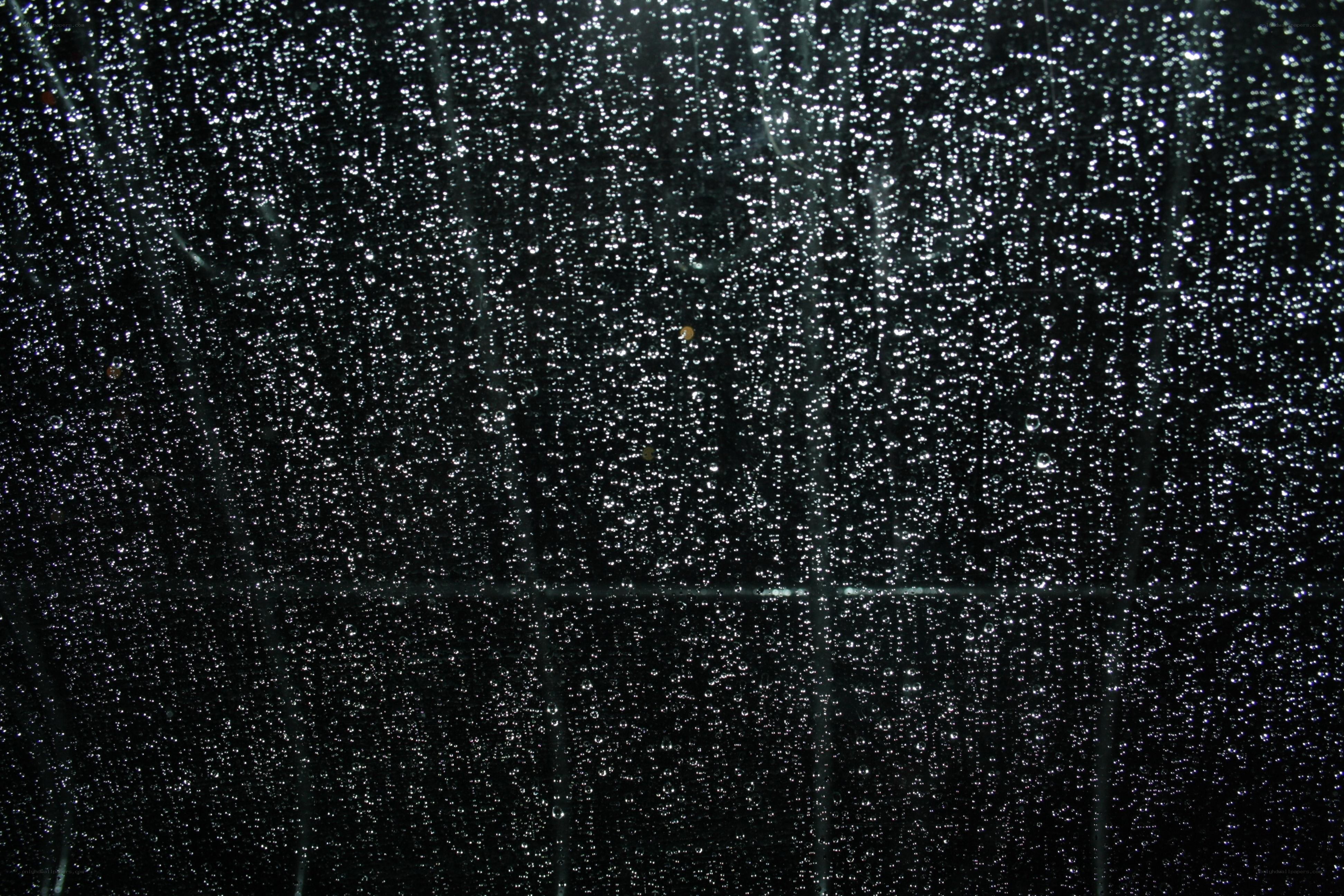 Raindrops on a dark surface