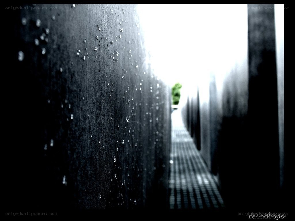 raindrops on a dark wall