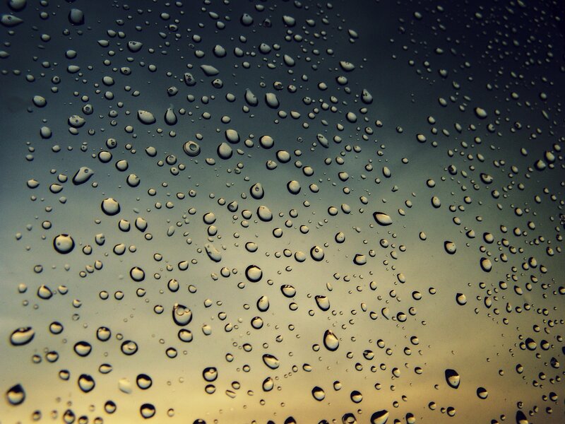 Raindrops on a glass surface
