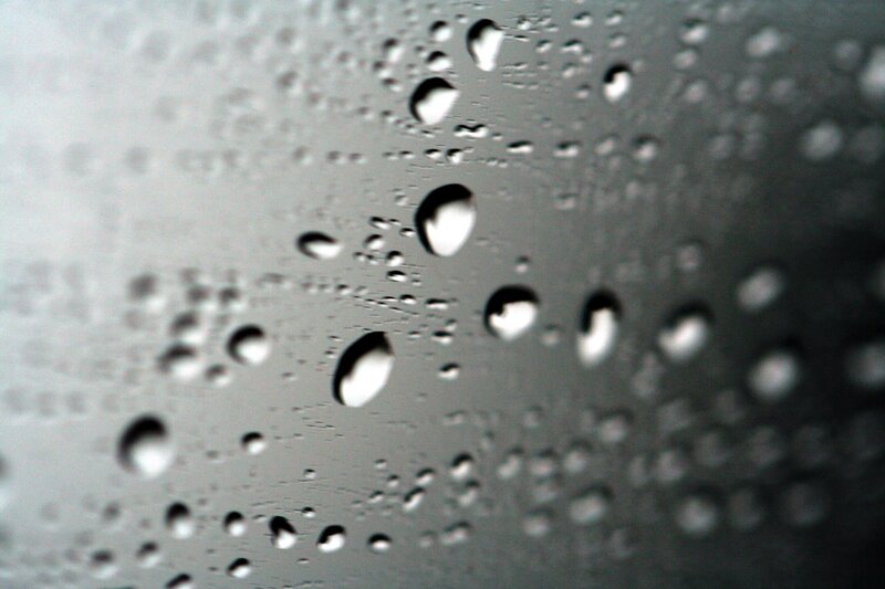 Raindrops on a glass surface