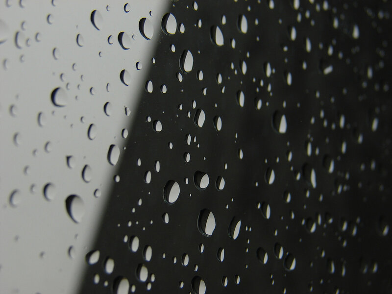 Raindrops on a glass surface