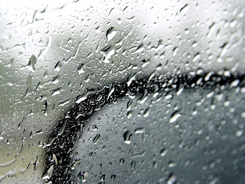 Raindrops on a glass surface
