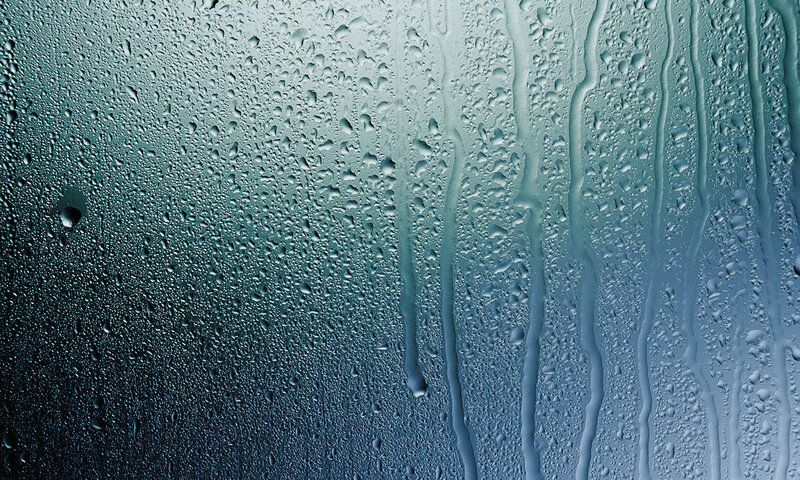 Raindrops on a glass surface
