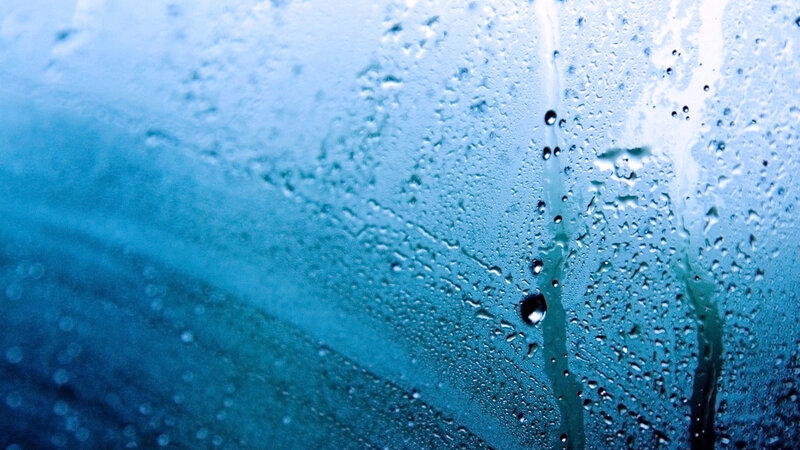 Raindrops on a glass surface