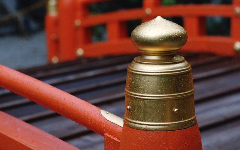 Raindrops on a golden post