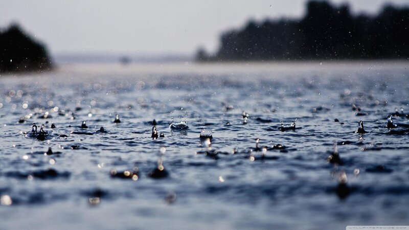 raindrops on a lake surface