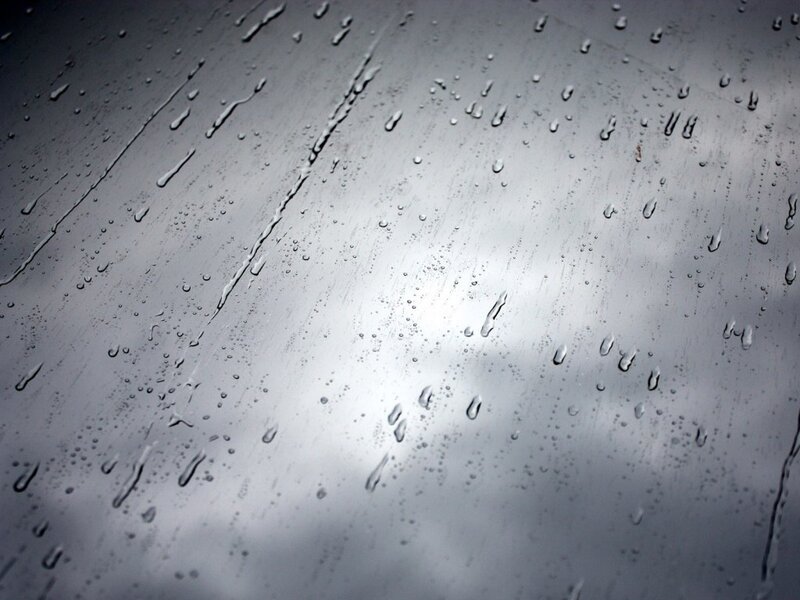 raindrops on a wet surface