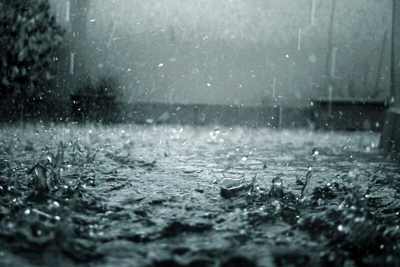 raindrops on a wet surface