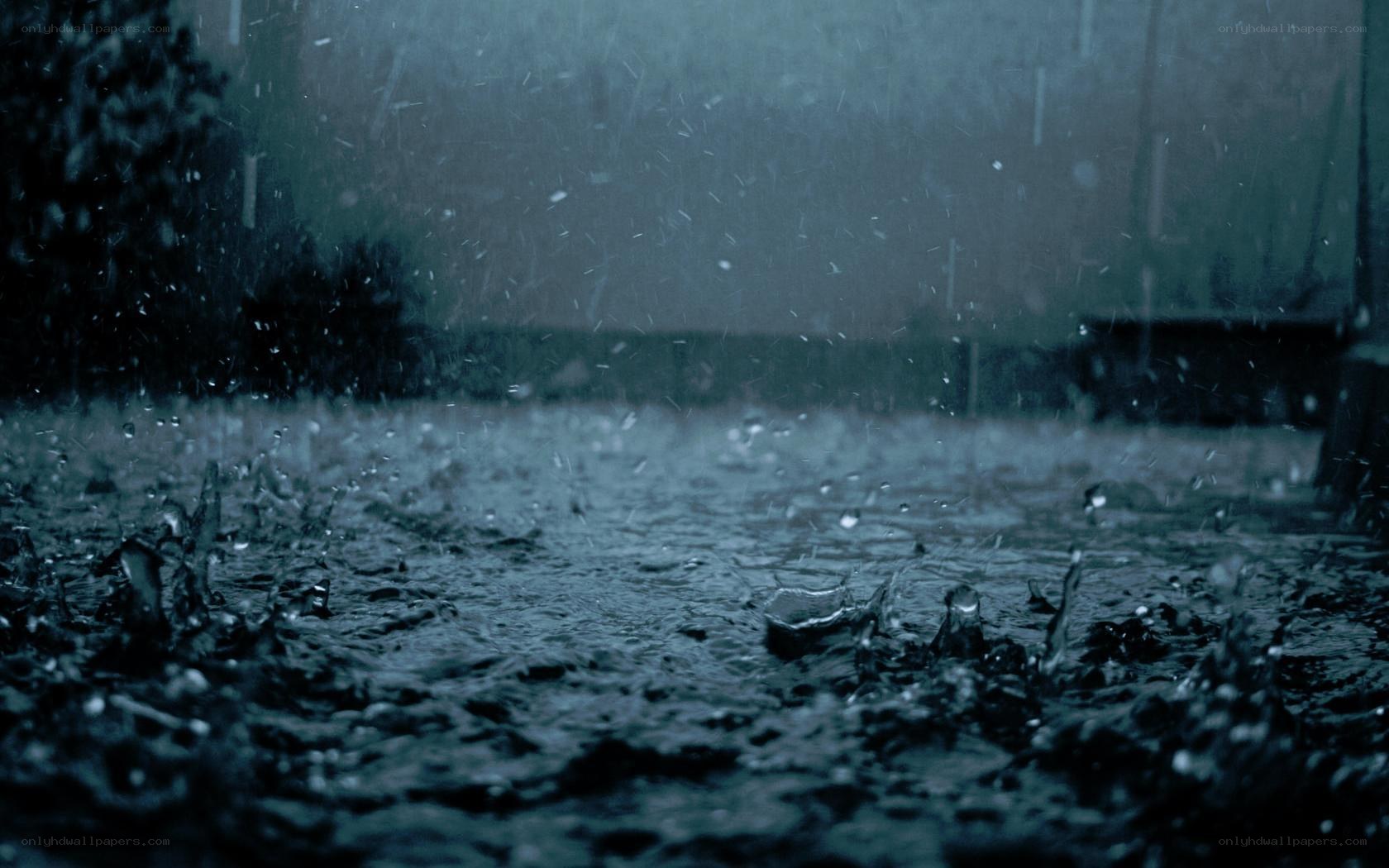 raindrops on a wet surface