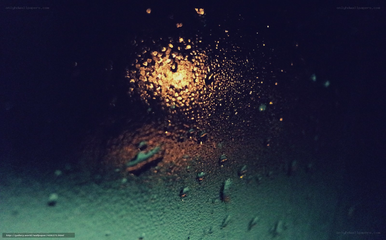 raindrops on a window at night
