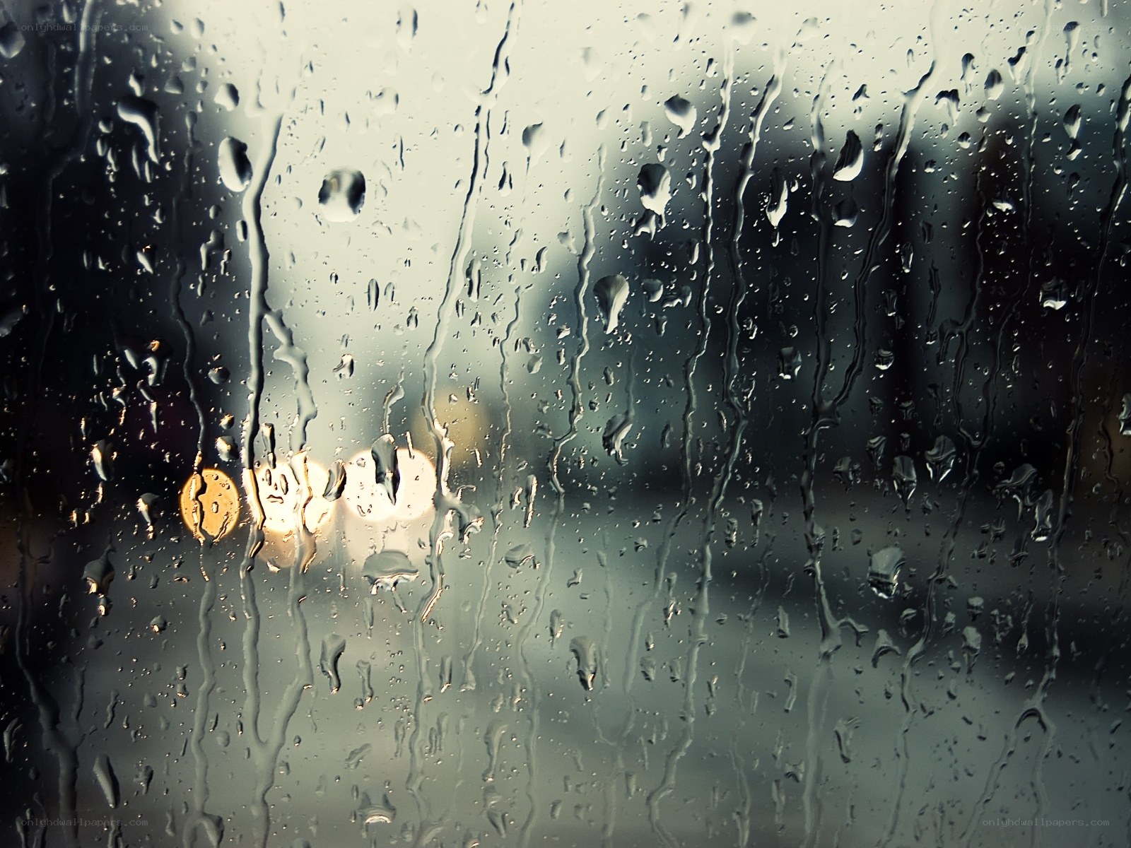 raindrops on a window at night