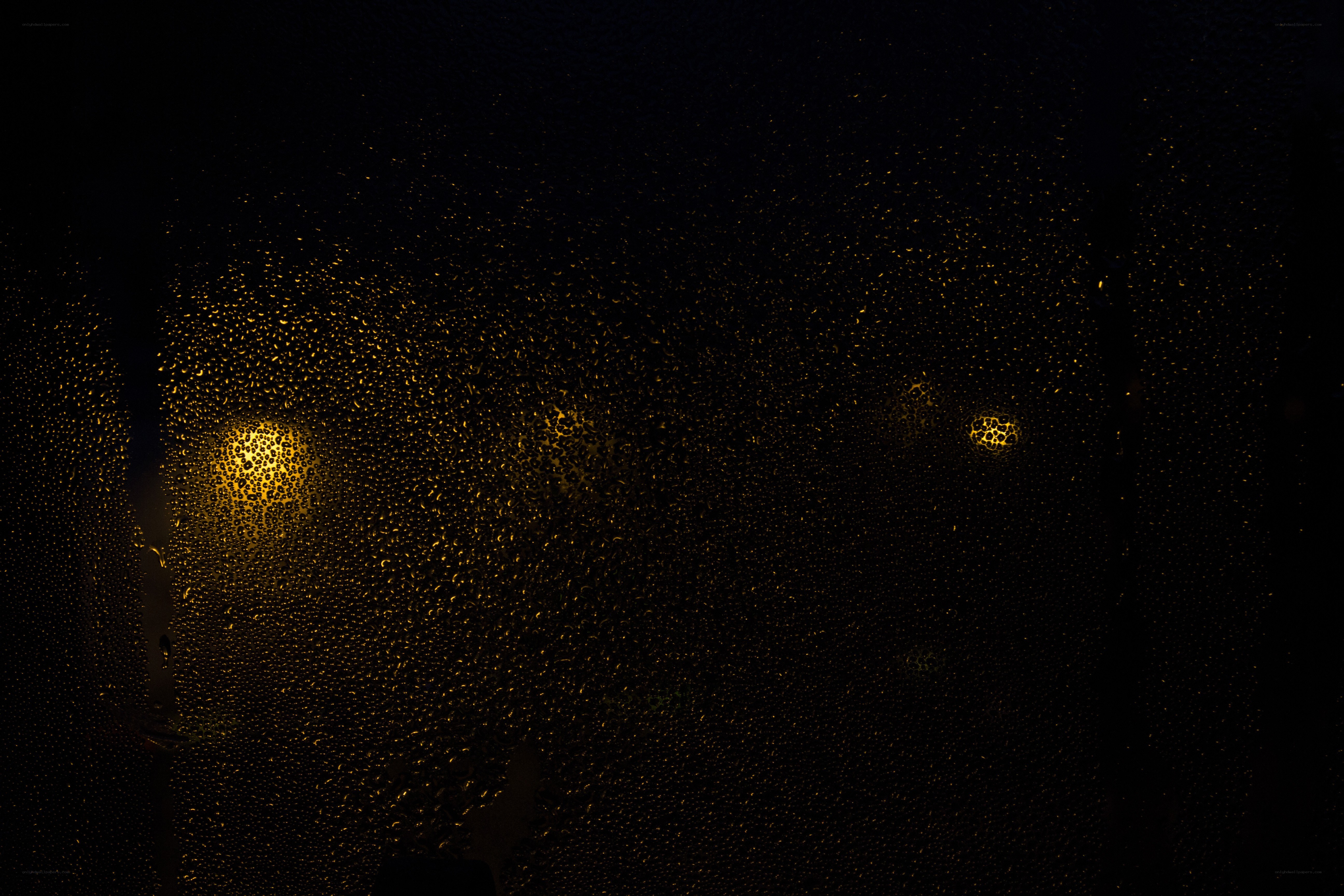 raindrops on a window at night