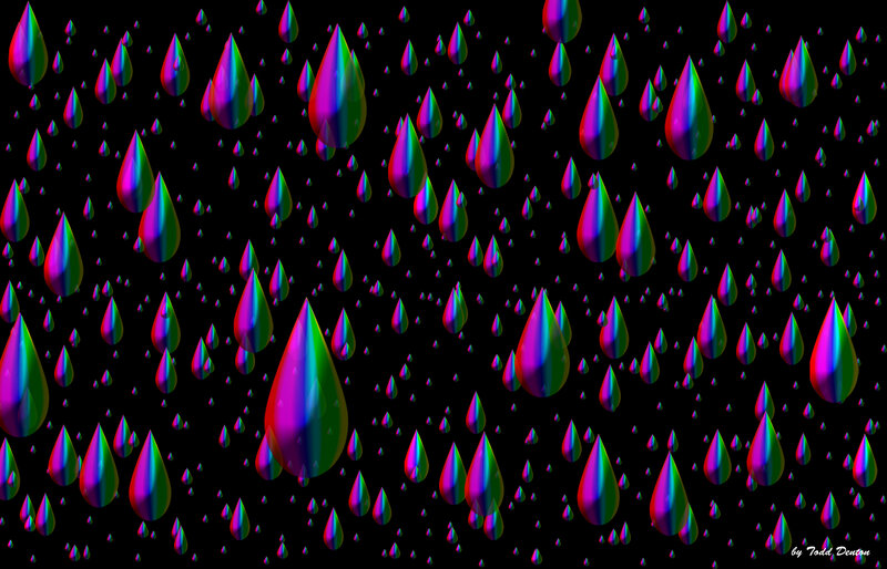 Raindrops on Black Background