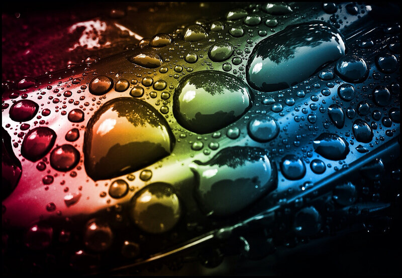 Raindrops on Car Surface