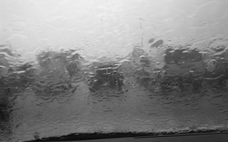 Raindrops on Car Window — Black, Dreary