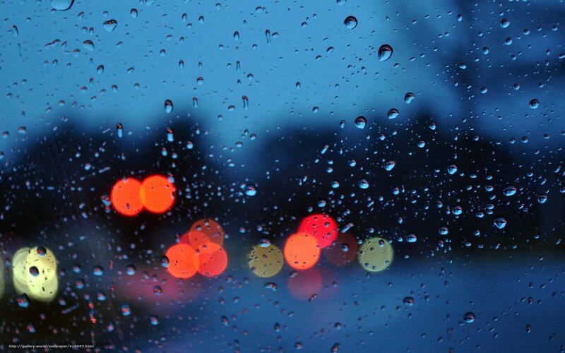 Raindrops on Car Window — Blue, Calm