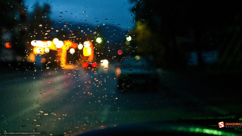 Raindrops on Car Window — Blue, Dark