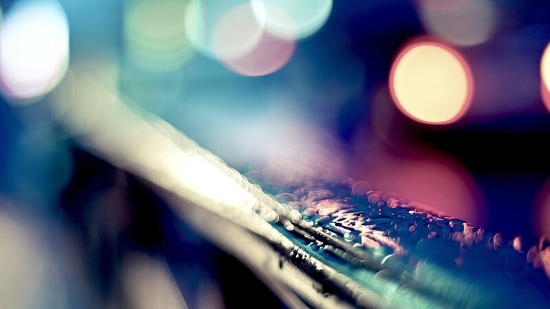 Raindrops on Car Window — Blue, Dreamy