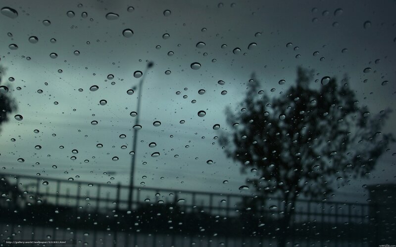 Raindrops on Car Window — Gray, Gloomy, Night
