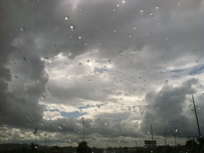 Raindrops on Car Window — Gray