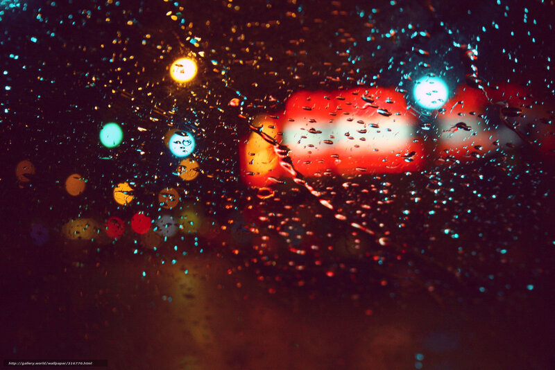 Raindrops on Car Window — Red, Dark
