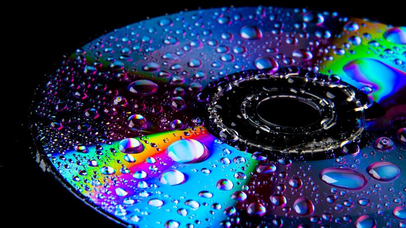 Raindrops on CD Surface — Blue