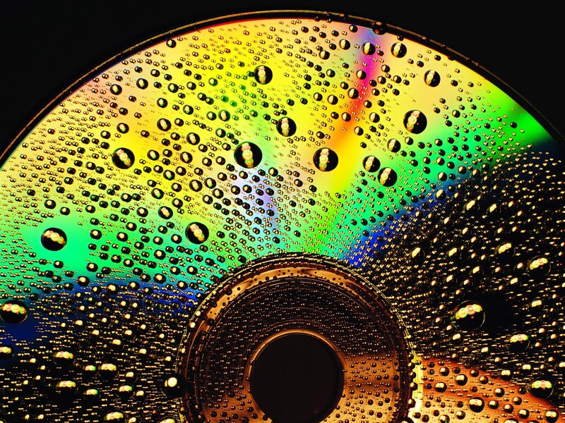 Raindrops on CD Surface — Green