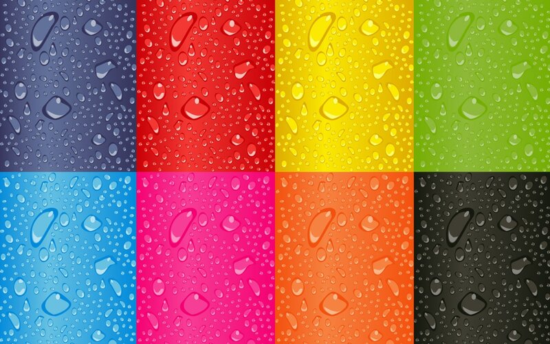 Raindrops on Colored Surfaces — Blue, Vibrant