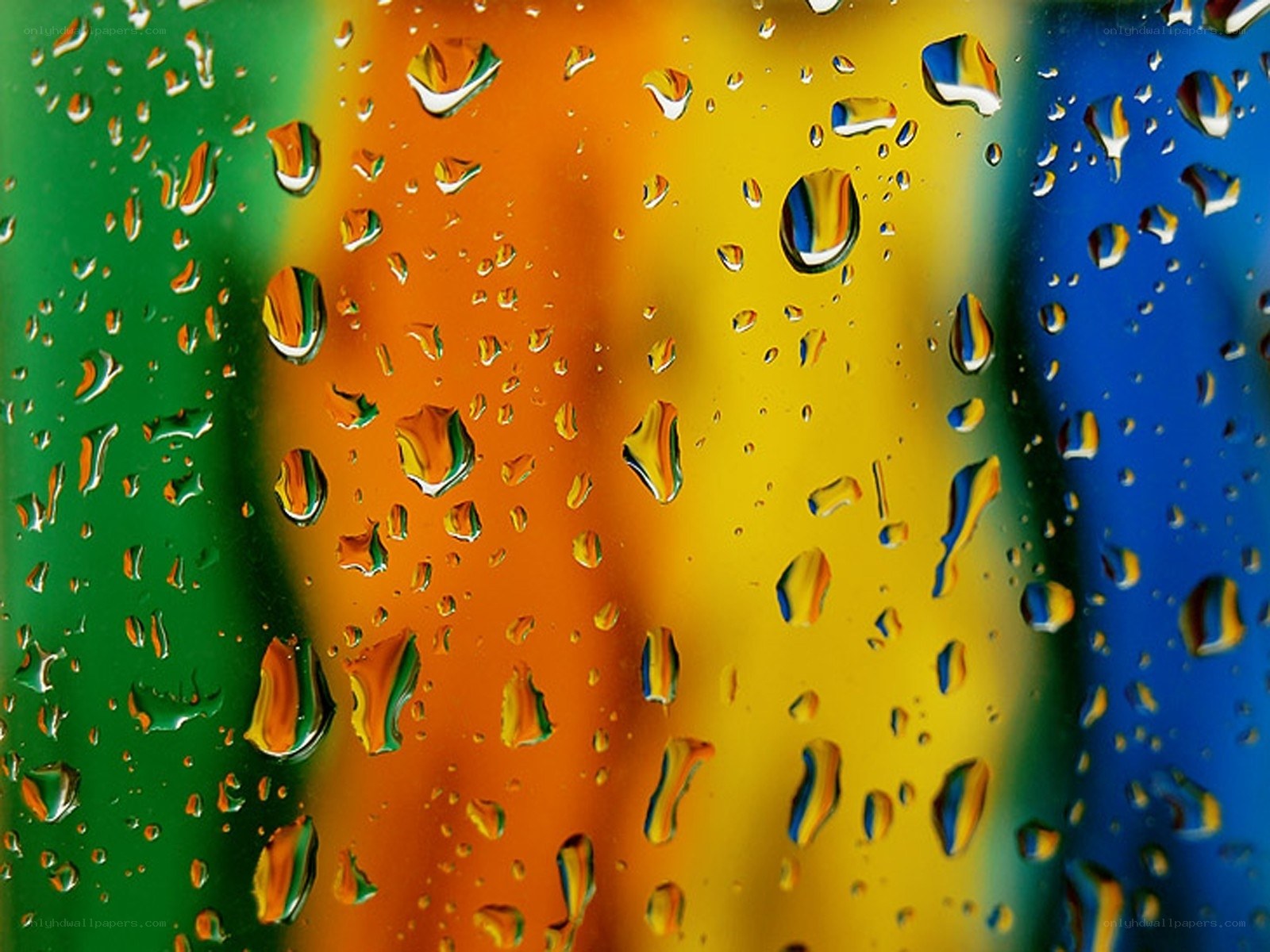 raindrops on colorful glass