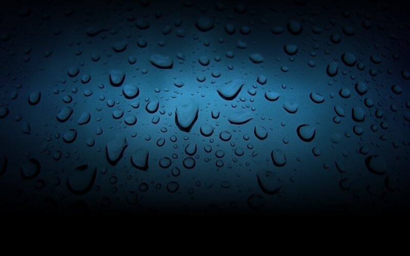 Raindrops on Dark Surface — Blue, Calm, Night, Photograph
