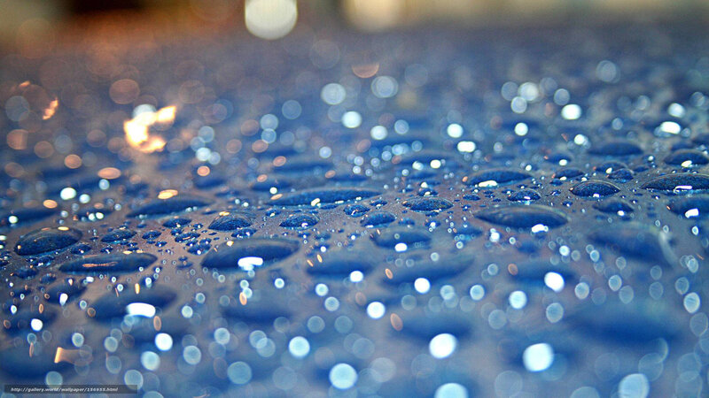 Raindrops on Dark Surface — Blue, Calm