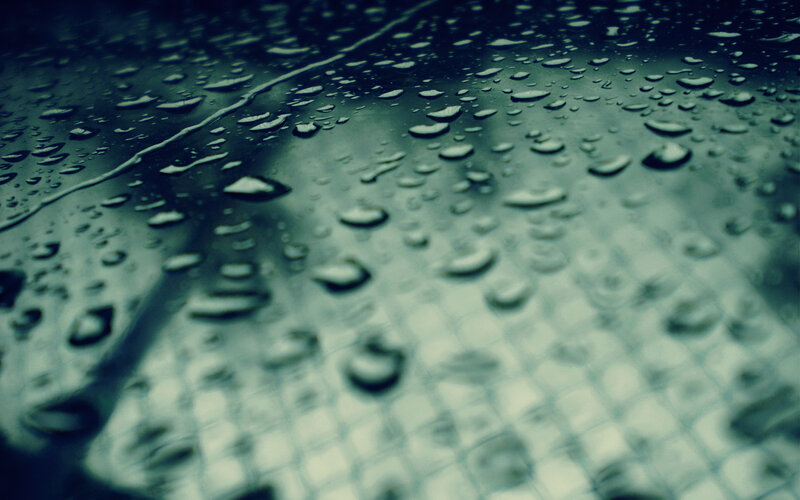 Raindrops on Dark Surface — Blue, Moody