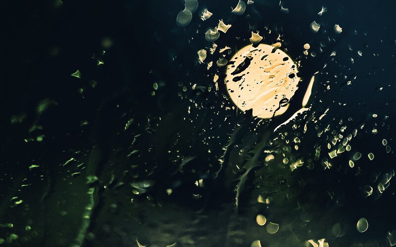 Raindrops on Glass — Black, Dramatic, Night, Photograph, Light, Window