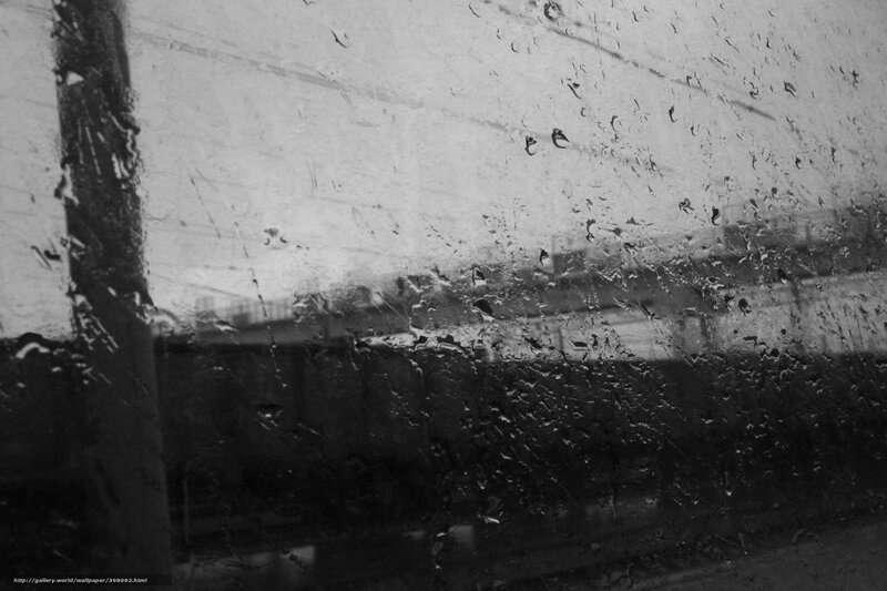 Raindrops on Glass — Black, Gloomy, Photograph