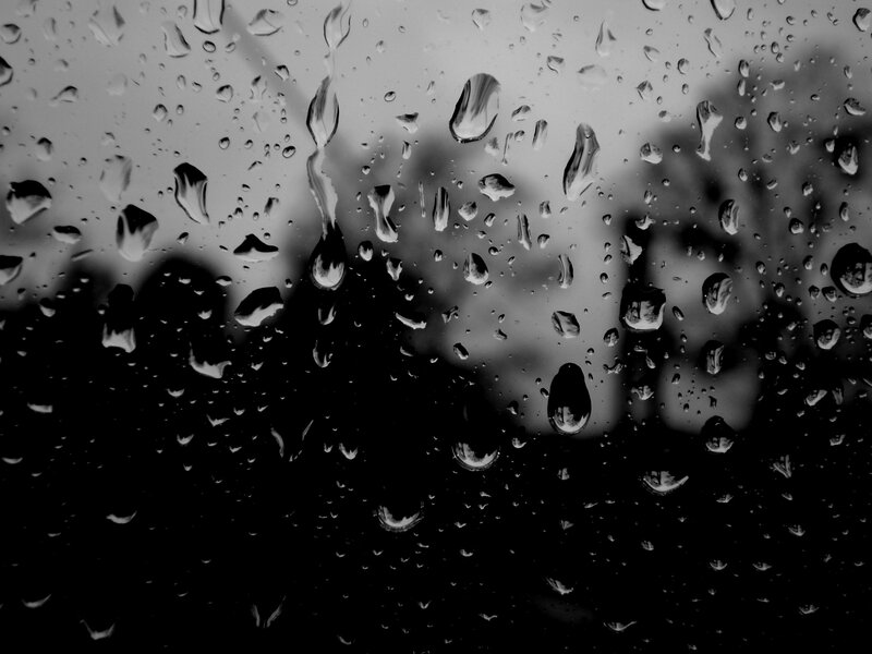 Raindrops on Glass — Black, Melancholic, Photograph, Blurry Background