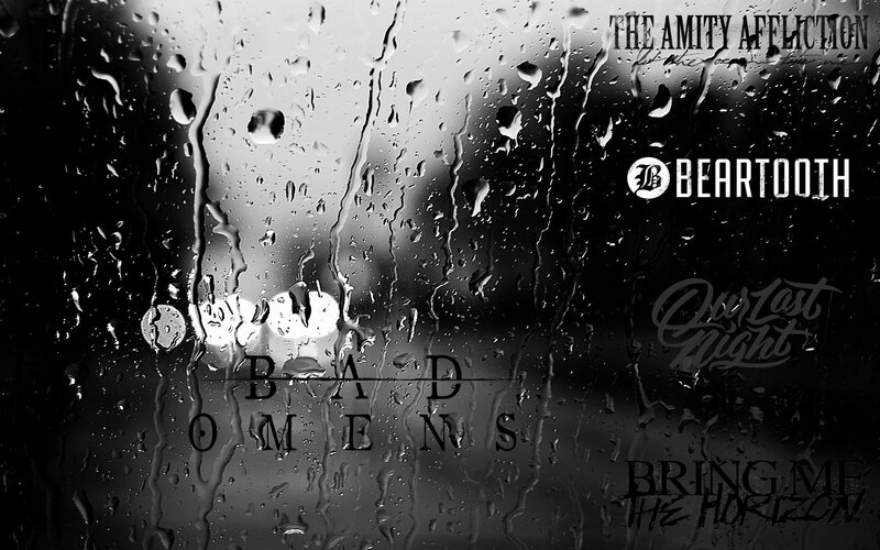 Raindrops on Glass — Black, Moody, Night, Photograph, Band Logos