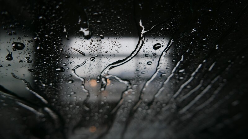 Raindrops on Glass — Black, Moody, Night, Photograph, Light