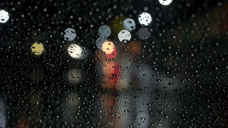 Raindrops on Glass — Black, Moody, Night, Photograph, Lights, Bokeh, Darkness