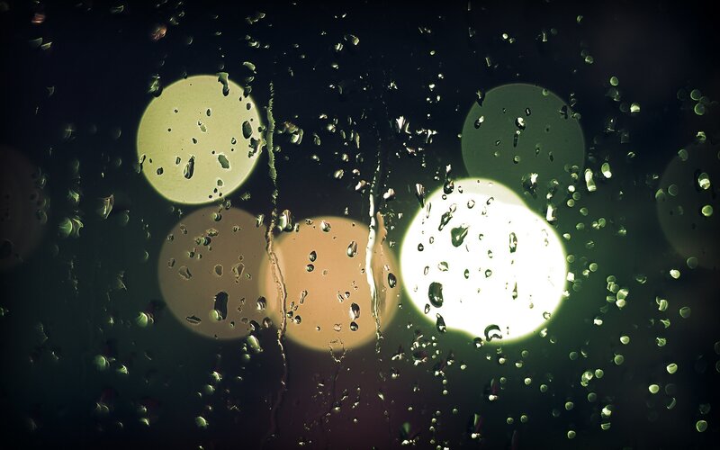 Raindrops on Glass — Black, Moody, Night