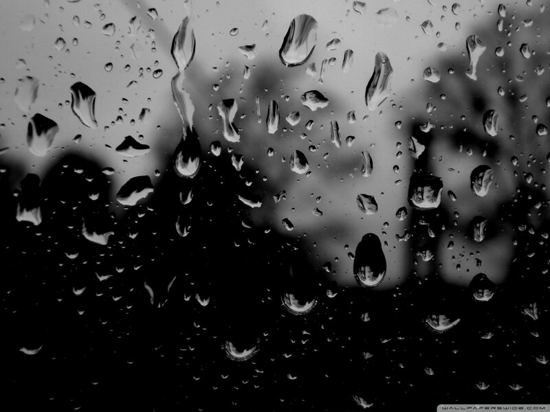 Raindrops on Glass — Black, Moody, Photograph, Blurry Background, White, Gray