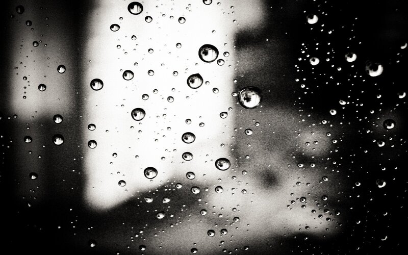 Raindrops on Glass — Black, Moody, Photograph